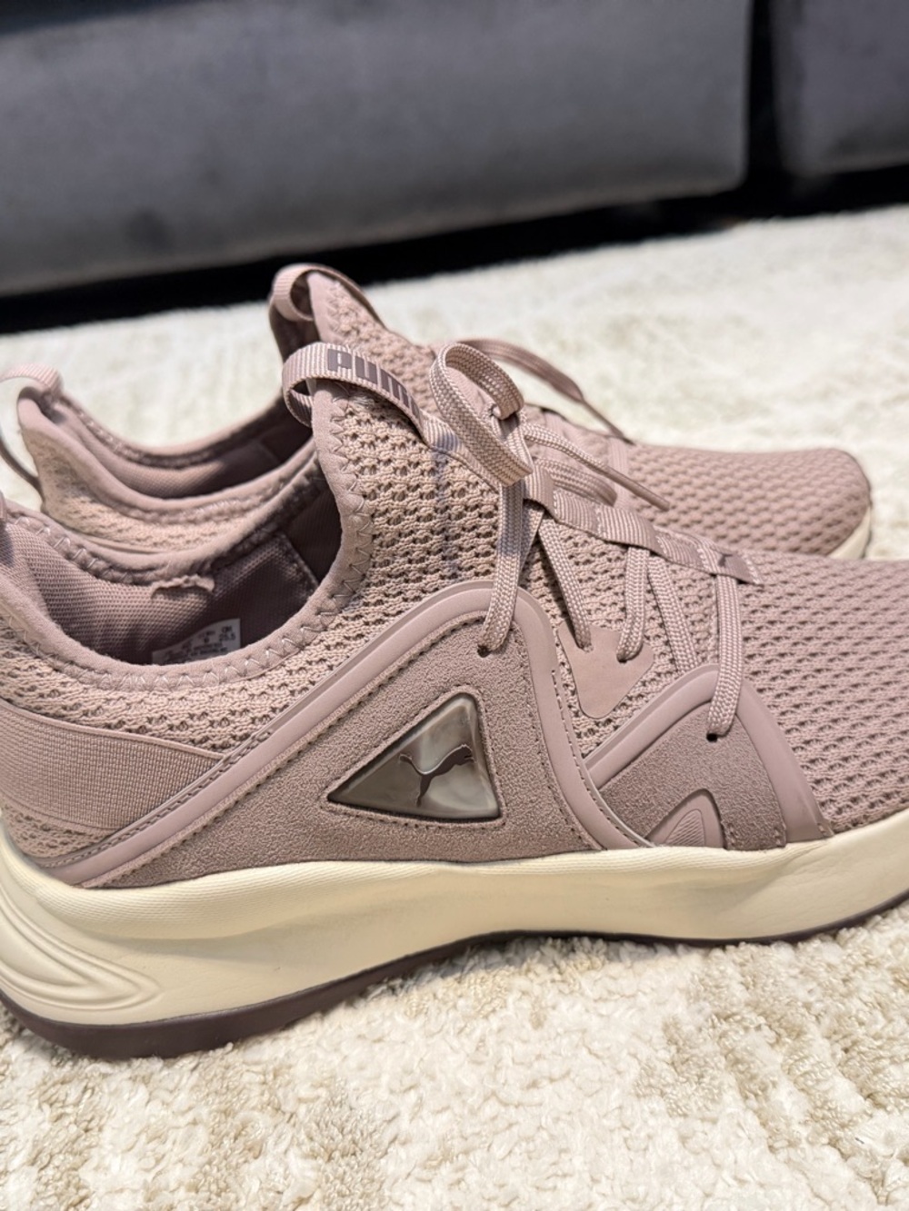 Puma Women's Knit Lace-Up Sneakers in Blush